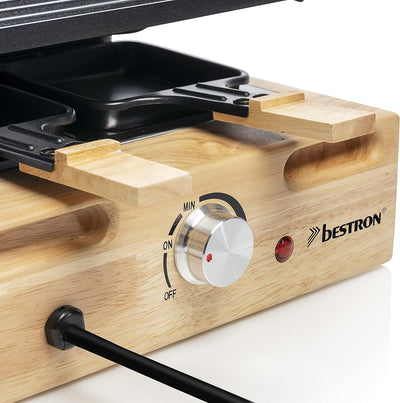 Bestron XL Raclette Grill, elektrisches Party-Raclette-Grill für bis zu 8 Personen, mit Naturgrillst