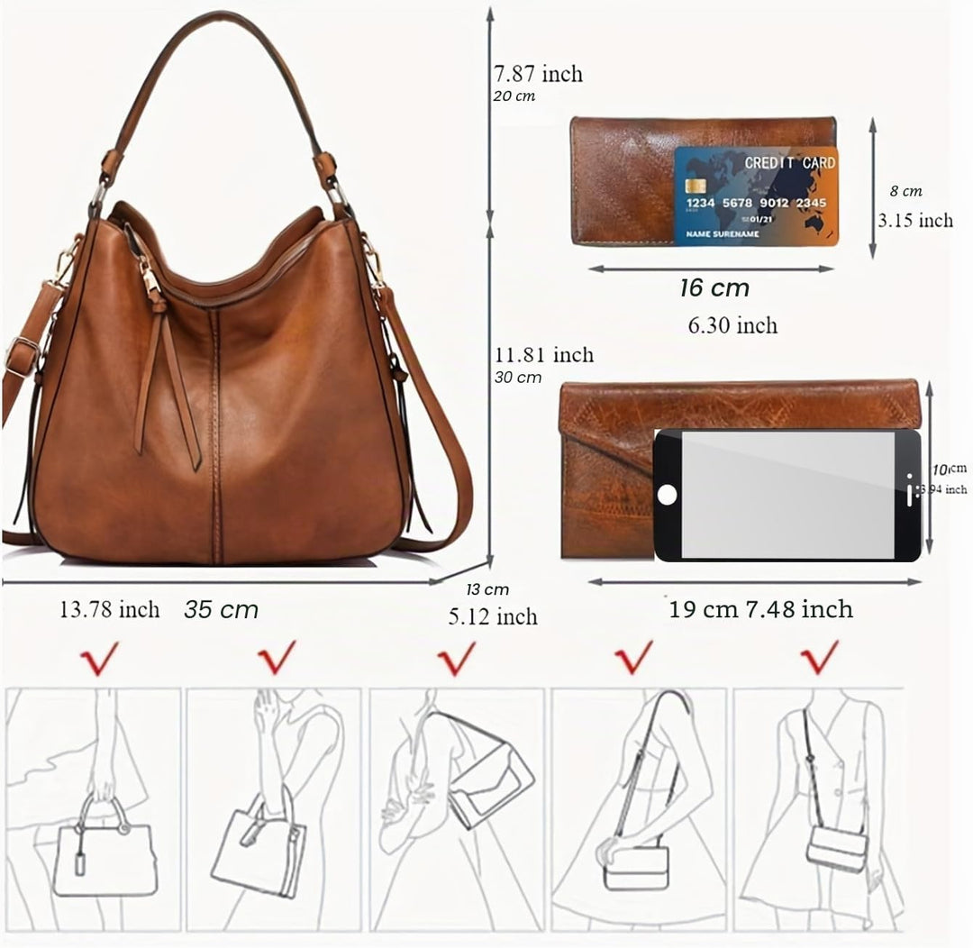 BestoU Handtasche Damen Schwarz Gross Leder Gross Tasche Umhängetasche Schultertasche Shopper Henkel