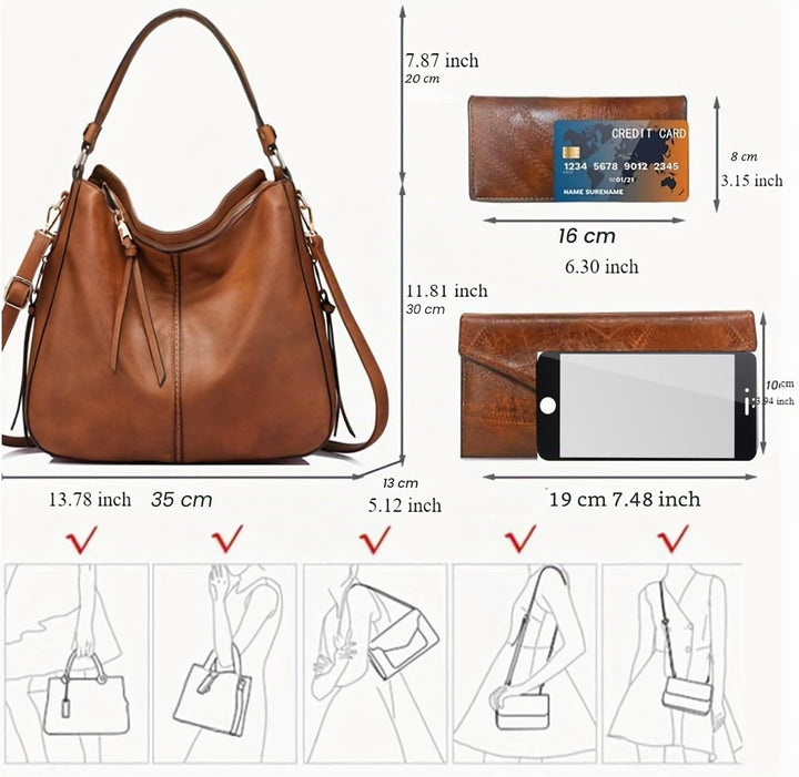 BestoU Handtasche Damen Schwarz Gross Leder Gross Tasche Umhängetasche Schultertasche Shopper Henkel