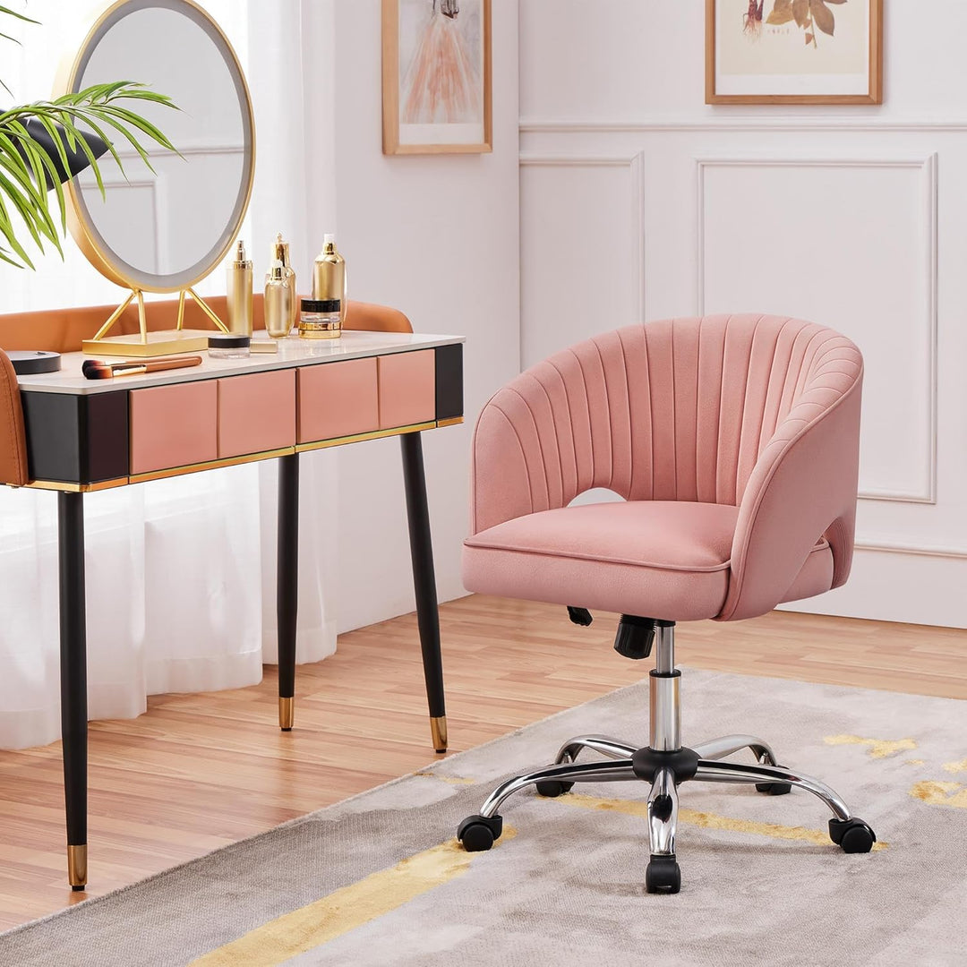 Yaheetech Bürostuhl mit Samtbezug, Ergonomischer Schreibtischstuhl mit Armlehnen, Drehstuhl mit Roll
