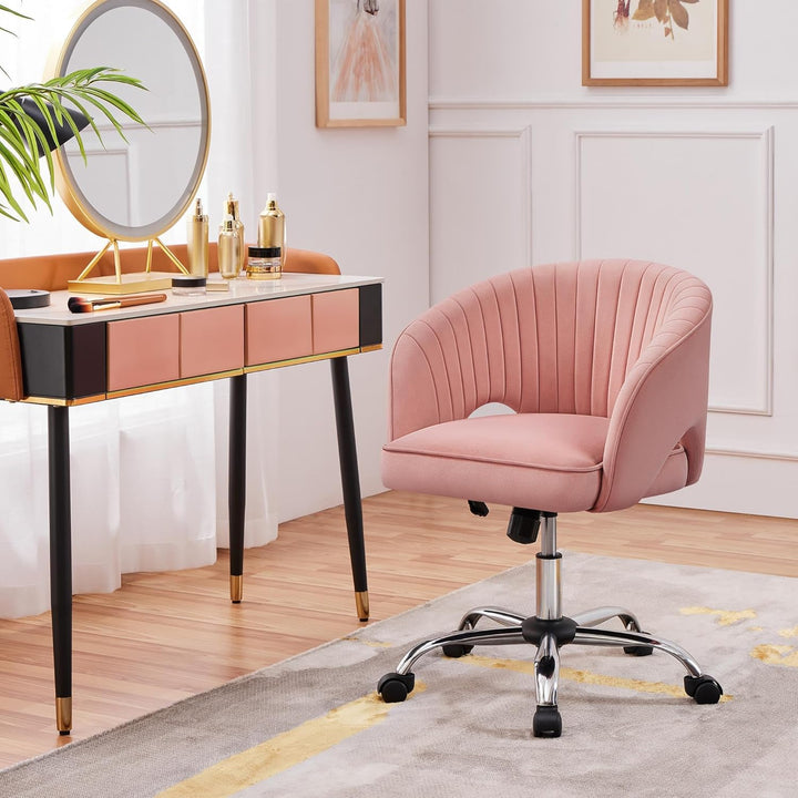 Yaheetech Bürostuhl mit Samtbezug, Ergonomischer Schreibtischstuhl mit Armlehnen, Drehstuhl mit Roll