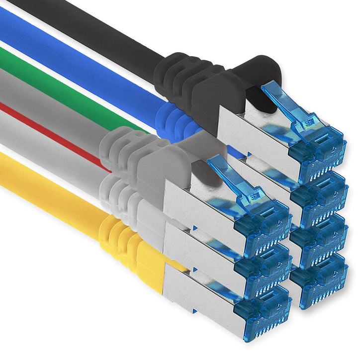 1aTTack.de Patchkabel – 7X 10m Ethernet, Netzwerk, Lan Kabel CAT6a (für Gigabit Netzwerke, Router, S