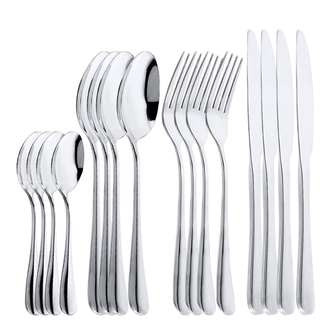 16-teilig Besteck Set Edelstahl Cutlery Inklusive Löffel Messer und Gabeln Besteckset Service für 4,