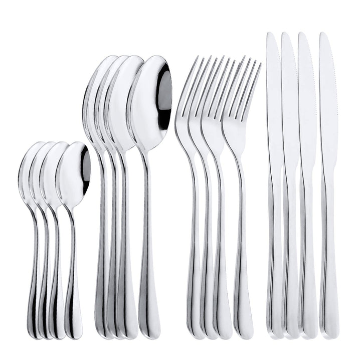 16-teilig Besteck Set Edelstahl Cutlery Inklusive Löffel Messer und Gabeln Besteckset Service für 4,