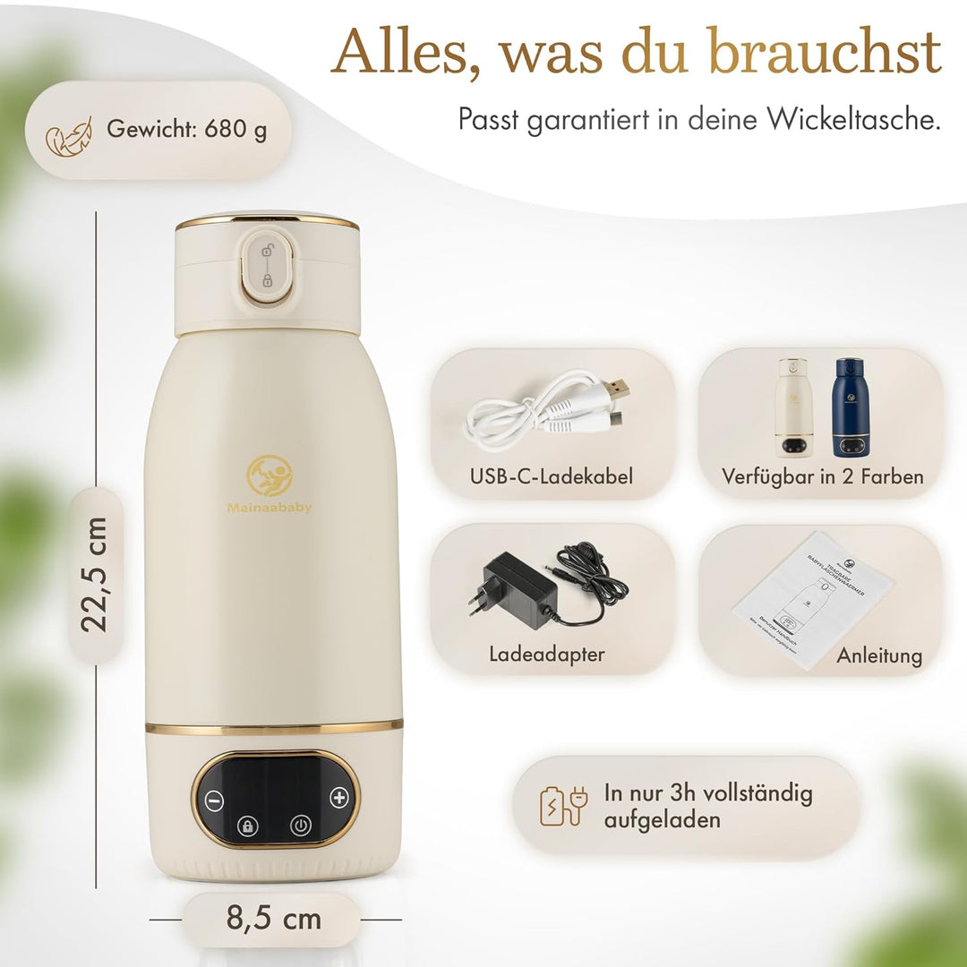 Tragbarer Flaschenwärmer für Babyflaschen – Baby Bottle Warmer mit Akku für unterwegs – präzise Temp
