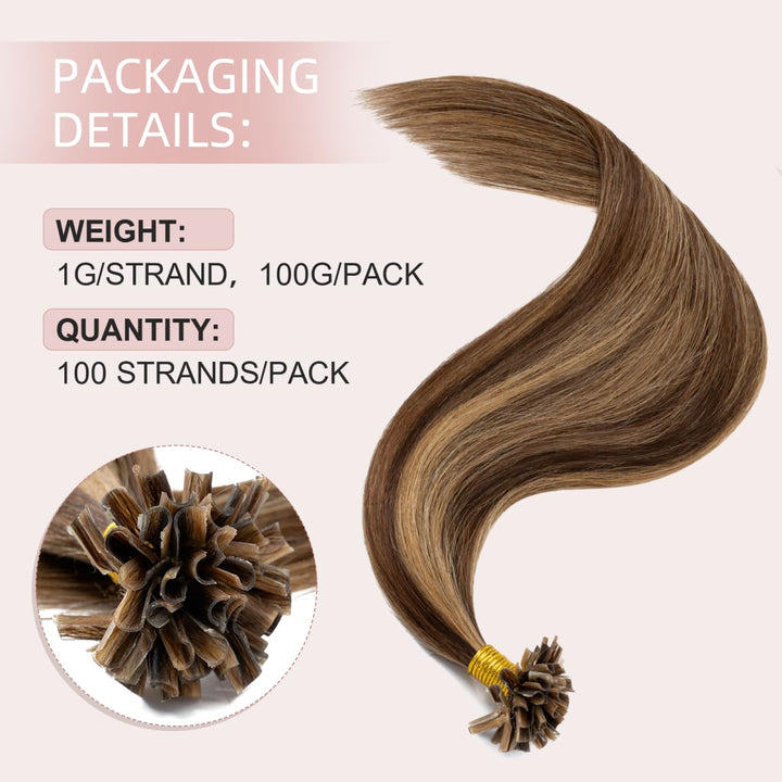 Extensions Echthaar Bondings Haarverlängerung Glatt Natürlich Weich Haarteil Keratin U Tip 1 Gramm/S