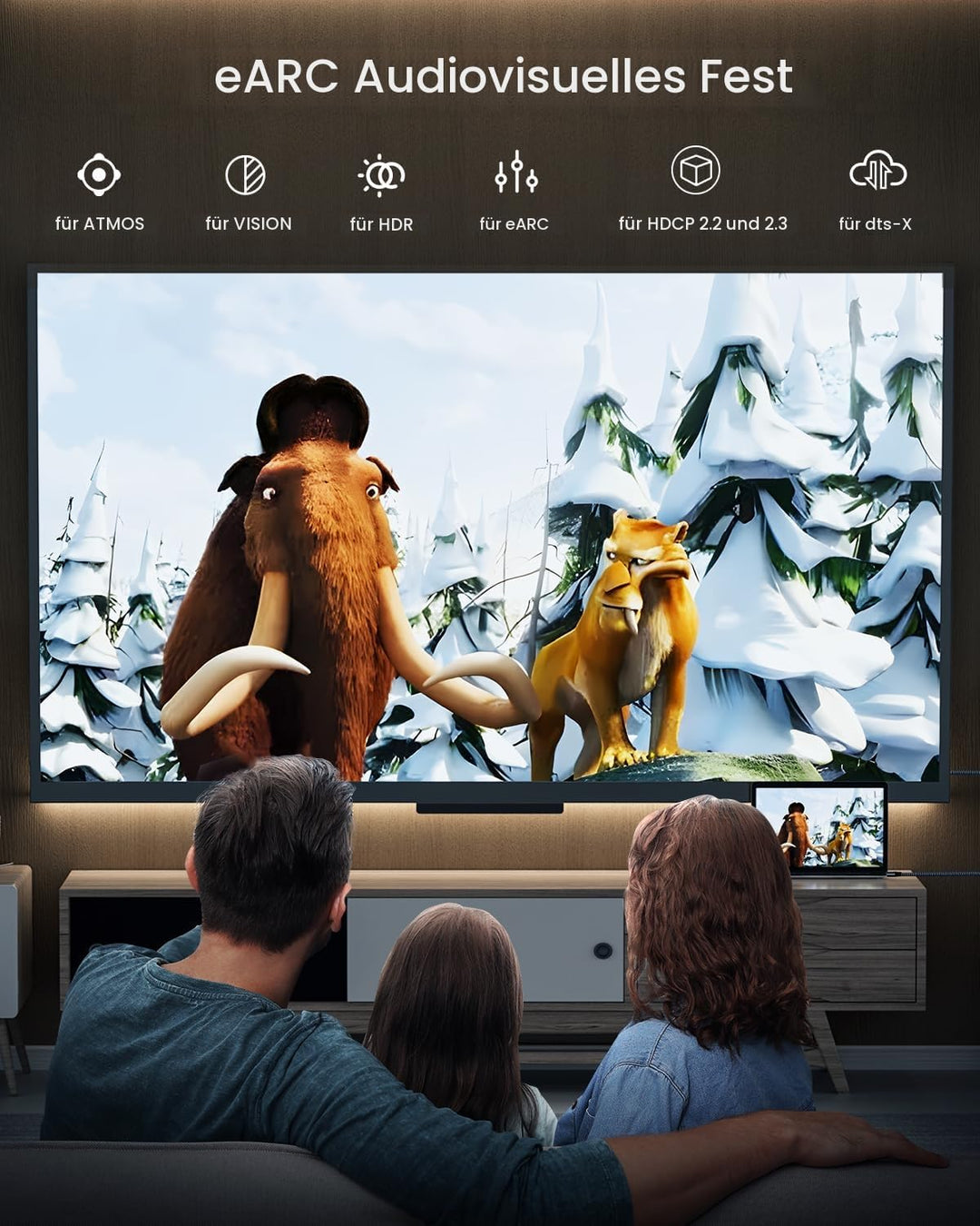 CABNEER 8K HDMI 2.1 Kabel 7,5m, HDMI Kabel Ultra Hoch Geschwindig 48Gbps 8K@60Hz 4K@120Hz 2.2/2.3 eA