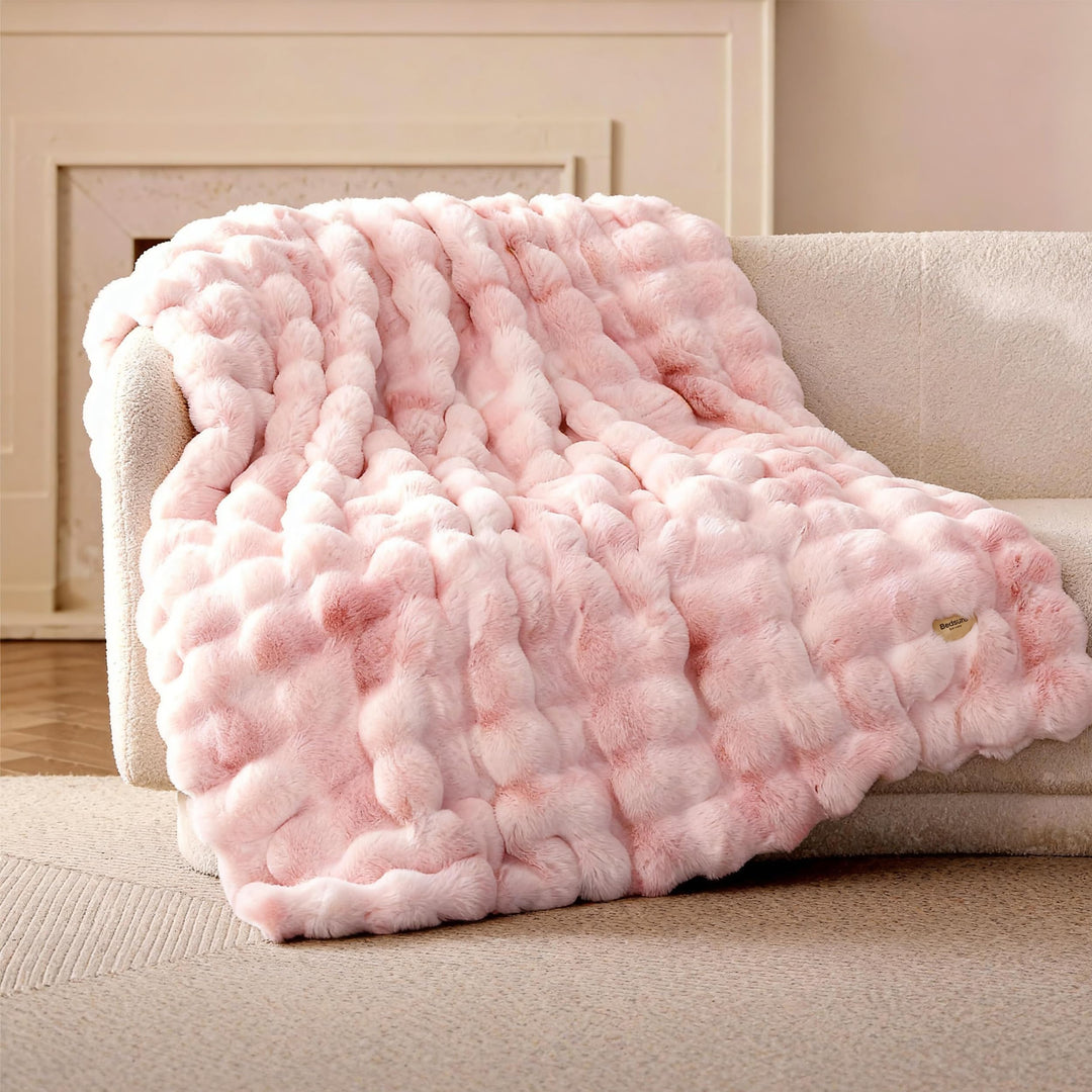 BEDSURE Bubble Decke - Kuscheldecke Flauschig, Dicke und Warme Sofadecke Für Den Winter, Kunstfellde
