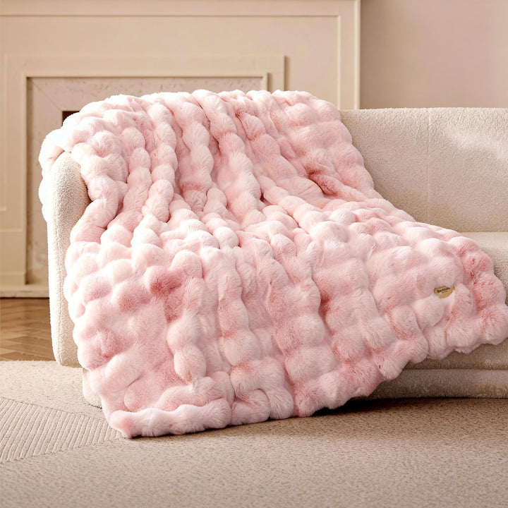 BEDSURE Bubble Decke - Kuscheldecke Flauschig, Dicke und Warme Sofadecke Für Den Winter, Kunstfellde