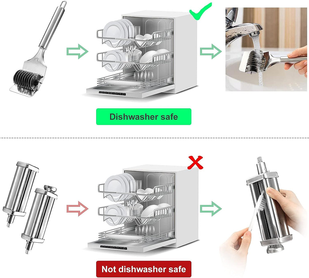 Pasta Maker Aufsatzset für KitchenAid Standmixer inklusive Nudelgitterrolle, Spaghettischneider, Nud
