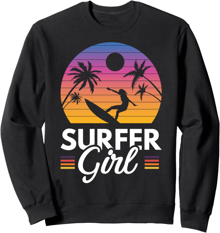 Retro Surfer Girl | Surfboard Surf | Surfer Damen Mädchen Sweatshirt