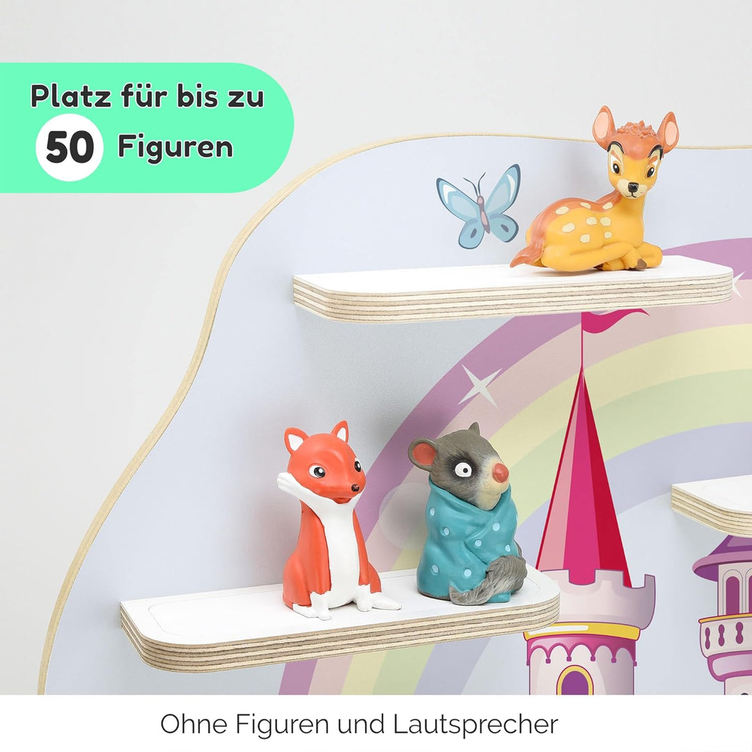 stadtecken Holzregal für Musikbox I Geeignet für die Toniebox und ca. 50 Tonies I Perfekte Tonie Auf