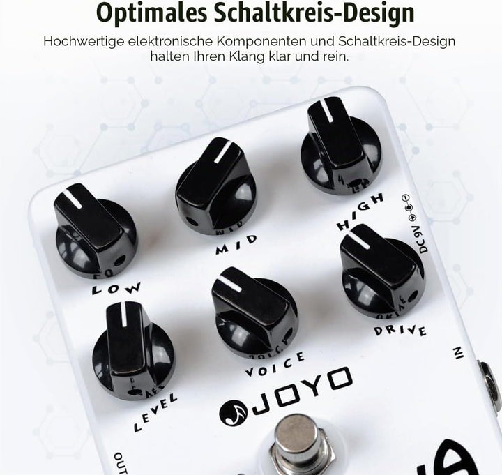 JOYO Overdrive Distortion Pedal Amp Simulator Rock-Töne von OD bis Dist für E-Gitarren-Effekt – Bypa