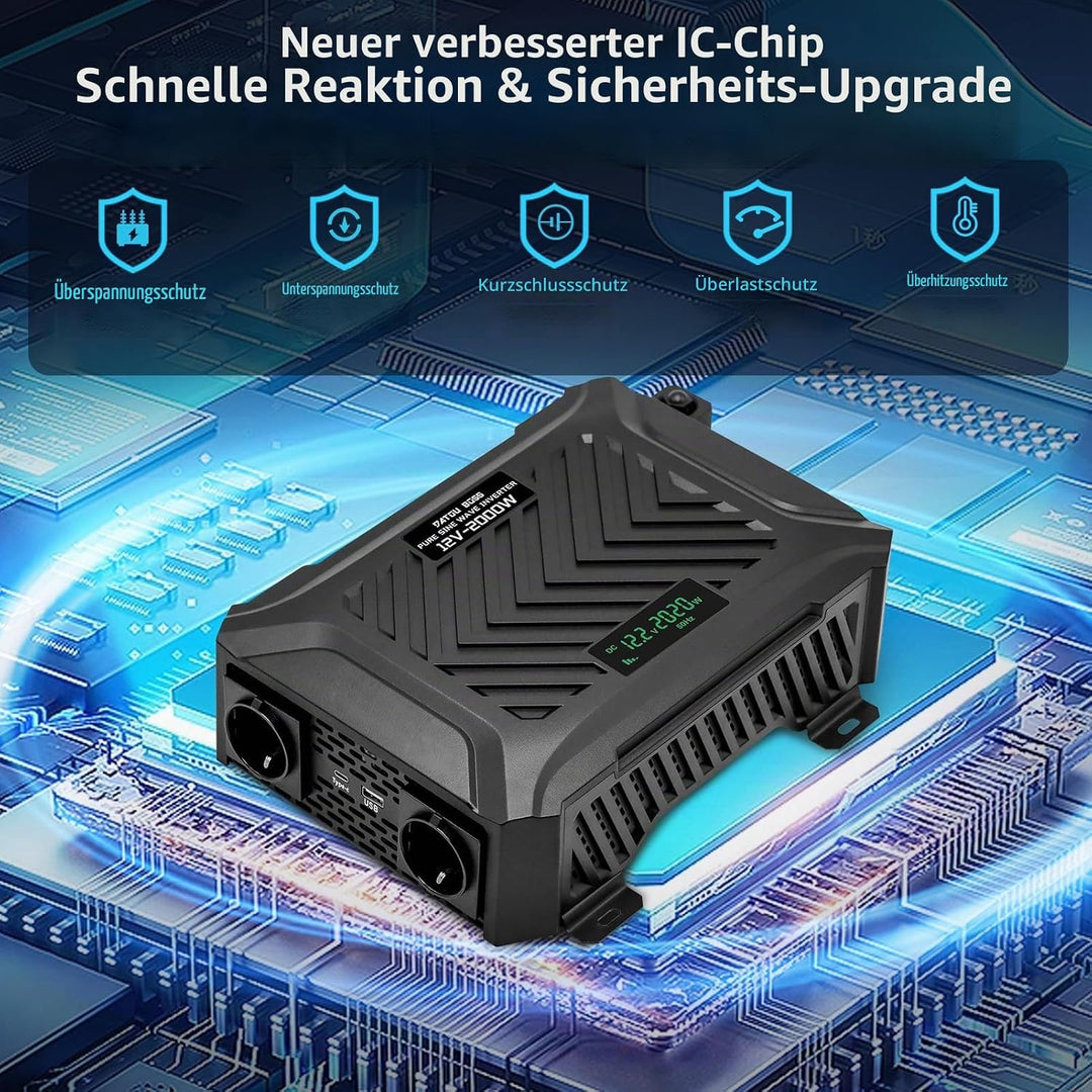 DATOUBOSS 2000W/4000W Spannungswandler 12v auf 230v Reiner Sinus Wechselrichter Power Inverter mit 2