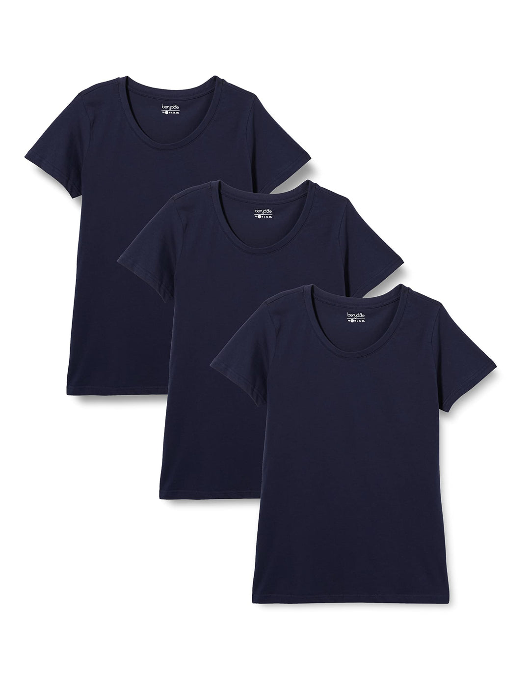 berydale Damen T-Shirt mit Rundhalsausschnitt aus 100% Baumwolle im Multipack XS Dunkelblau (3er Pac