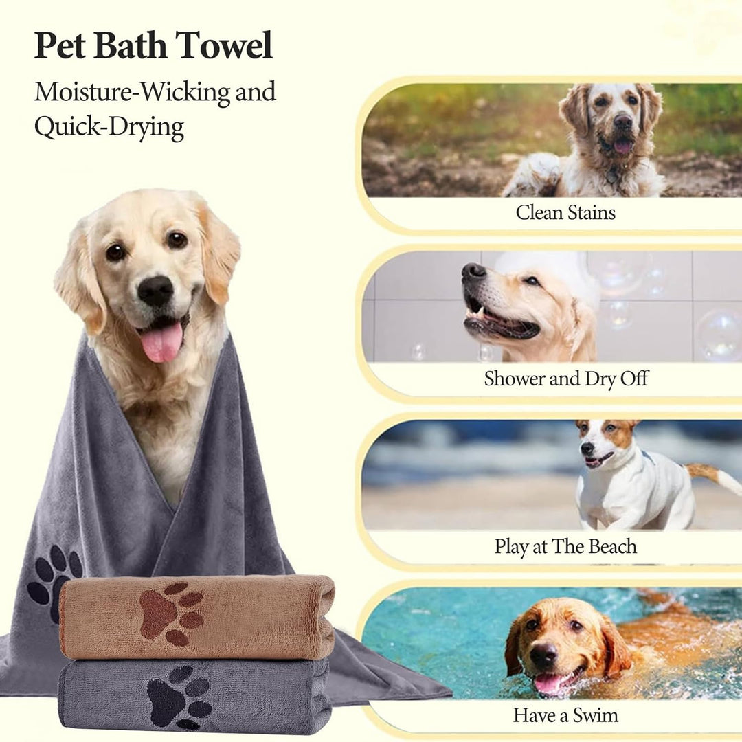 Hundehandtuch Set Extra Saugfähig, 2 Stück Mikrofaser Handtuch Hund Grosse Hunde und Katzen, 70x140c