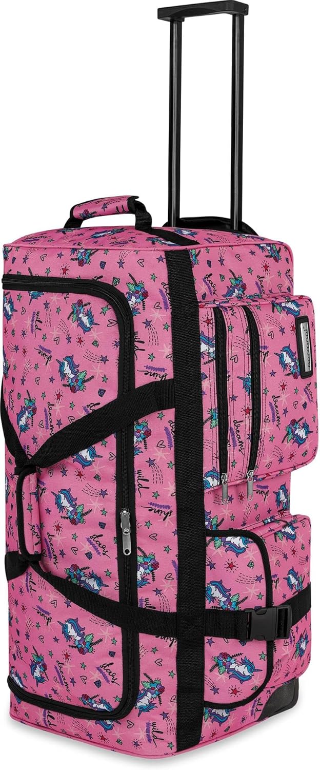 normani Jumbo Reisetasche XXL Trolly mit Rollen aus robustem Material, Einhorn Pink