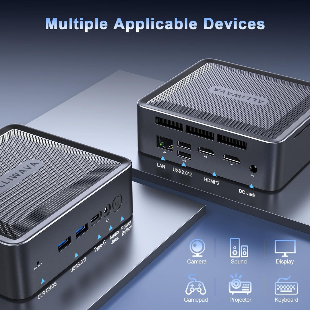 ALLIWAVA U58 Mini PC AMD Ryzen 7 5825U 32GB DDR4 512GB NVME SSD (8C/16T, bis zu 4.5 GHz), WiFi 6E &