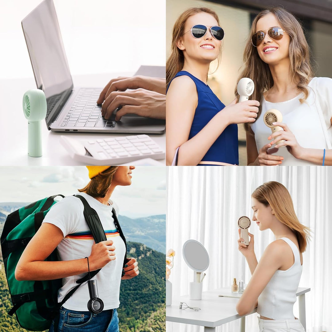 JISULIFE Tragbarer Handheld-Turbo-Ventilator [18 Stunden maximale Kühlzeit], 6000mAh USB wiederaufla