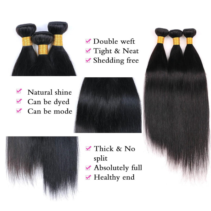 10A Straight Brazilian Bundles Human Hair 3 Bundles Echthaar Tressen Extensions 300g Unverarbeitete