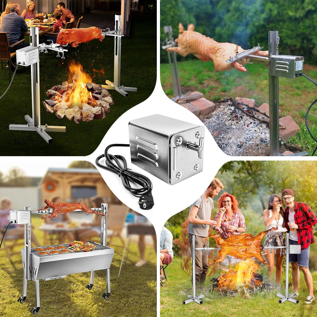 Grillmotor füR Grillspiess 15W 220v Edelstahl BBQ Grill Grillmotor 50-70kg Drehspiess Grill Ziegensc