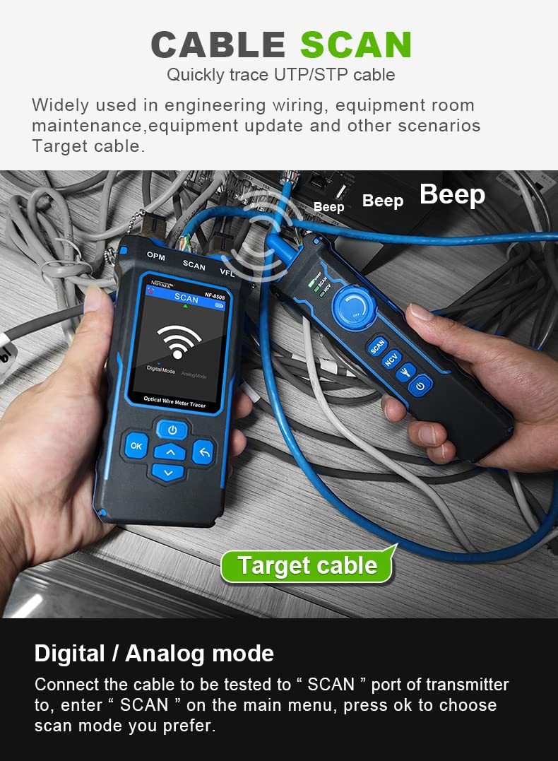 NF-8508 9 in 1 Multifunctional Network Cable Tester Optical Wire Tracer Optical Fiber Power Meter NC
