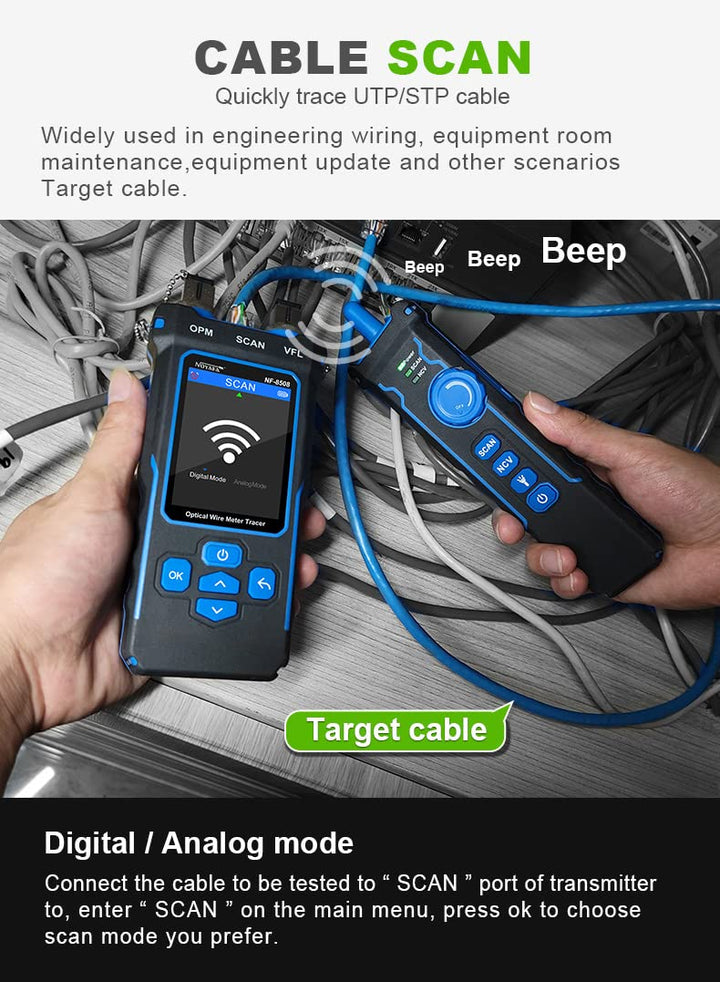 NF-8508 9 in 1 Multifunctional Network Cable Tester Optical Wire Tracer Optical Fiber Power Meter NC