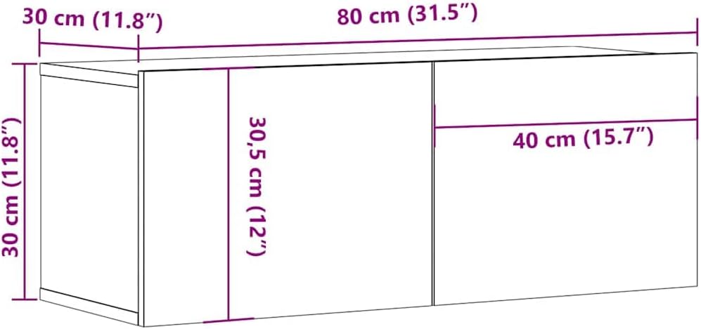 vidaXL TV Schrank mit 2 Klapptüren TV Möbel Hängeboard Lowboard Fernsehschrank Fernsehtisch Sideboar