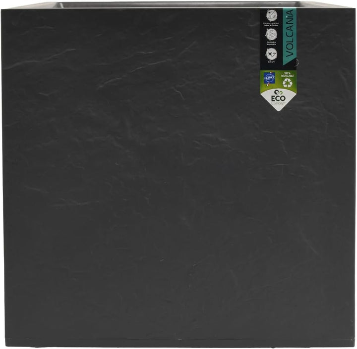 EDA - Quadratischer Topf 50 cm Volcania 57 l – Dekor Steinoptik – doppelwandig – Wasserspeicherzone