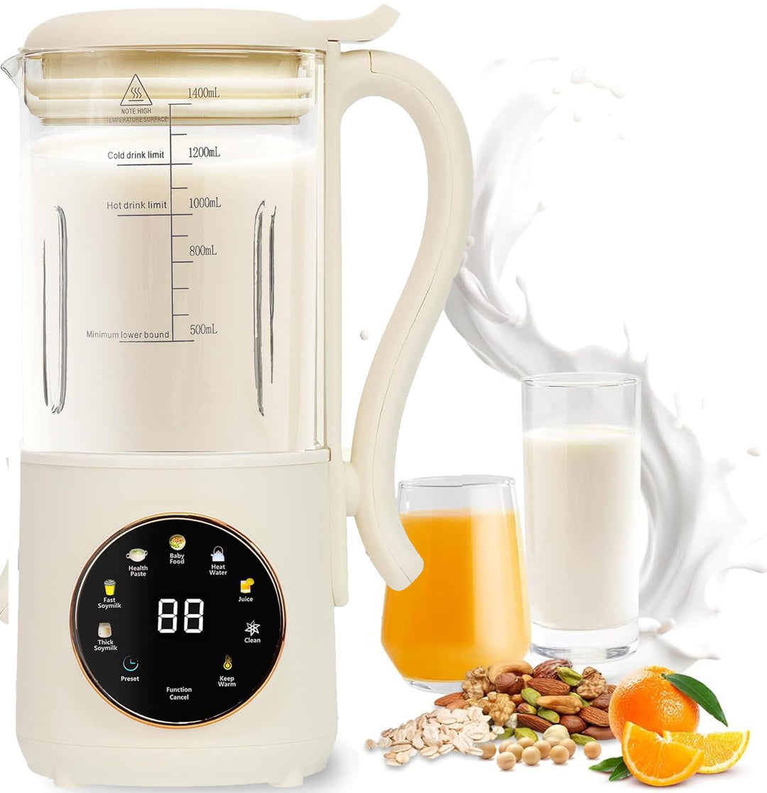 Nussmilchmaschine, 1400ml Entsafter Sojamilch Maschine mit 12 Klingen, Hafermilch Maschine für selbs