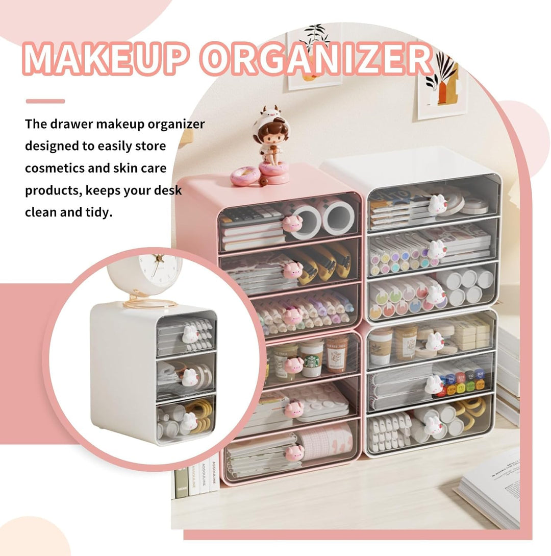 Cyrank Make-up-Organizer Mit 3 Schubladen, Make-up-/Schreibtisch-Organizer, Schminktisch-Organizer,