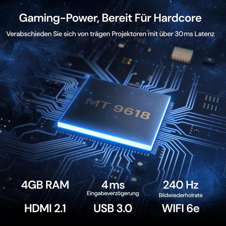Valerion VisionMaster Pro2 4K Triple-Laser Beamer Bundle mit 120" kabelloser motorisierter Leinwand