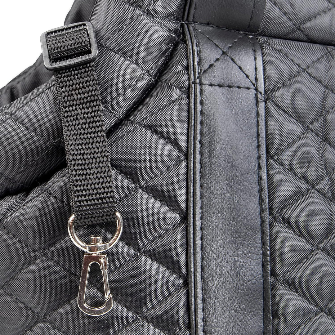 Hundetasche - Tragetasche Bailey Schwarz – 38x20x18cm – Polyester – herausnehmbares Kissen & Boden –