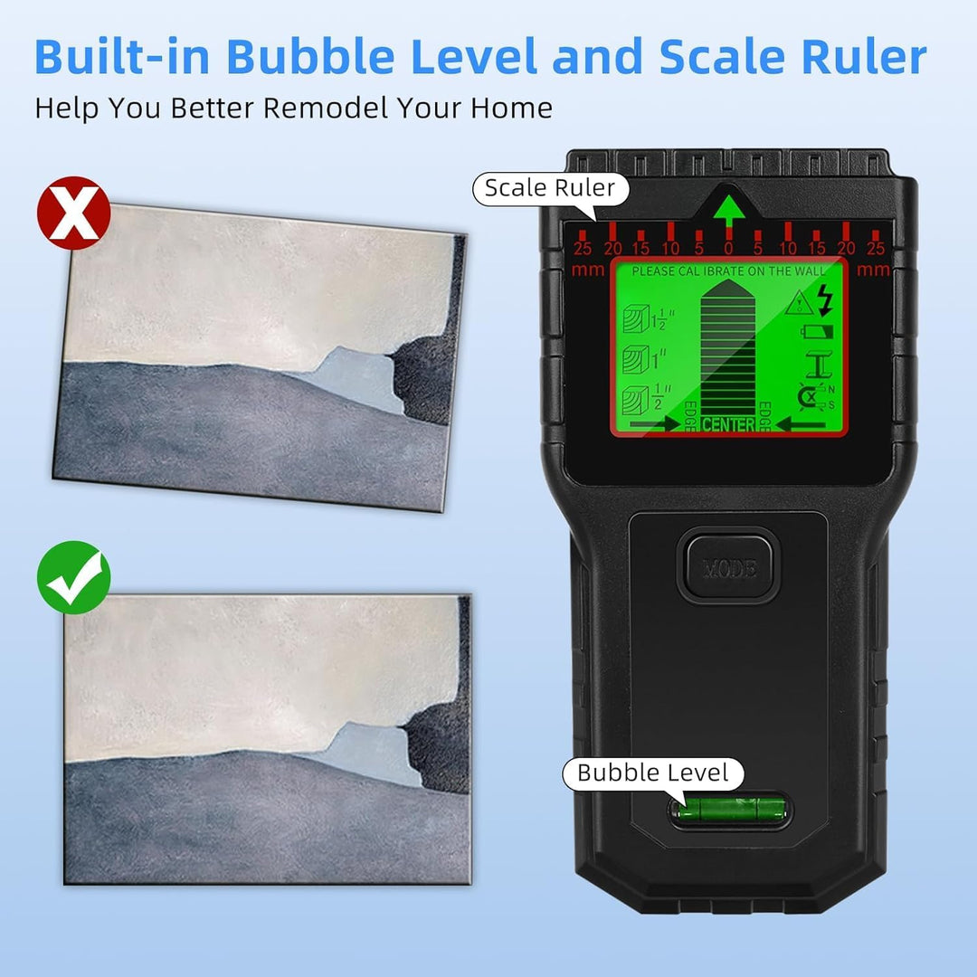 Leitungsfinder Multifunktionaler Stud Finder mit LCD-Display &amp; Audio-Alarm, für Holz, AC-Leitungen,