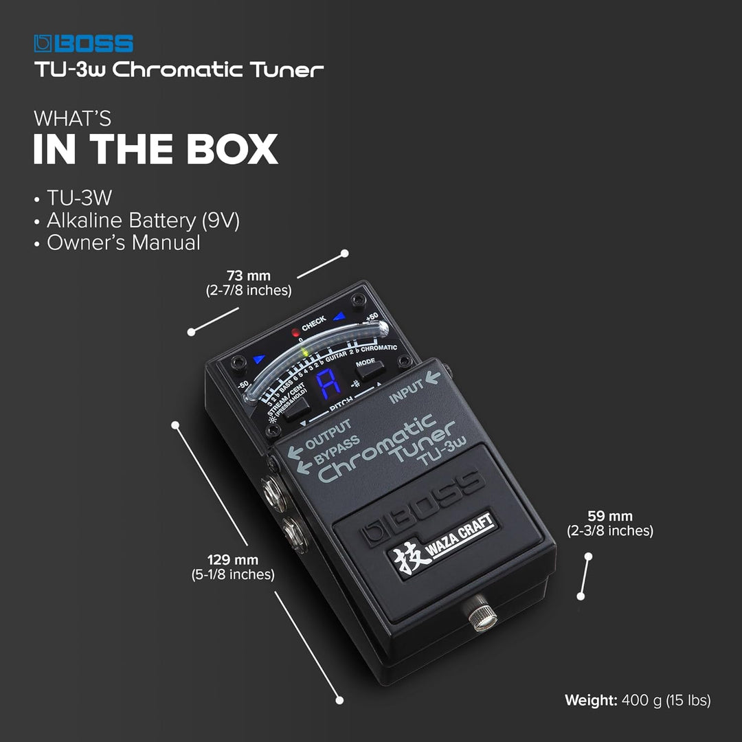 BOSS WAZA Craft chromatisches Tuner-Pedal (TU-3W), Stompbox Tuner auf Basis der innovativen Waza-Han