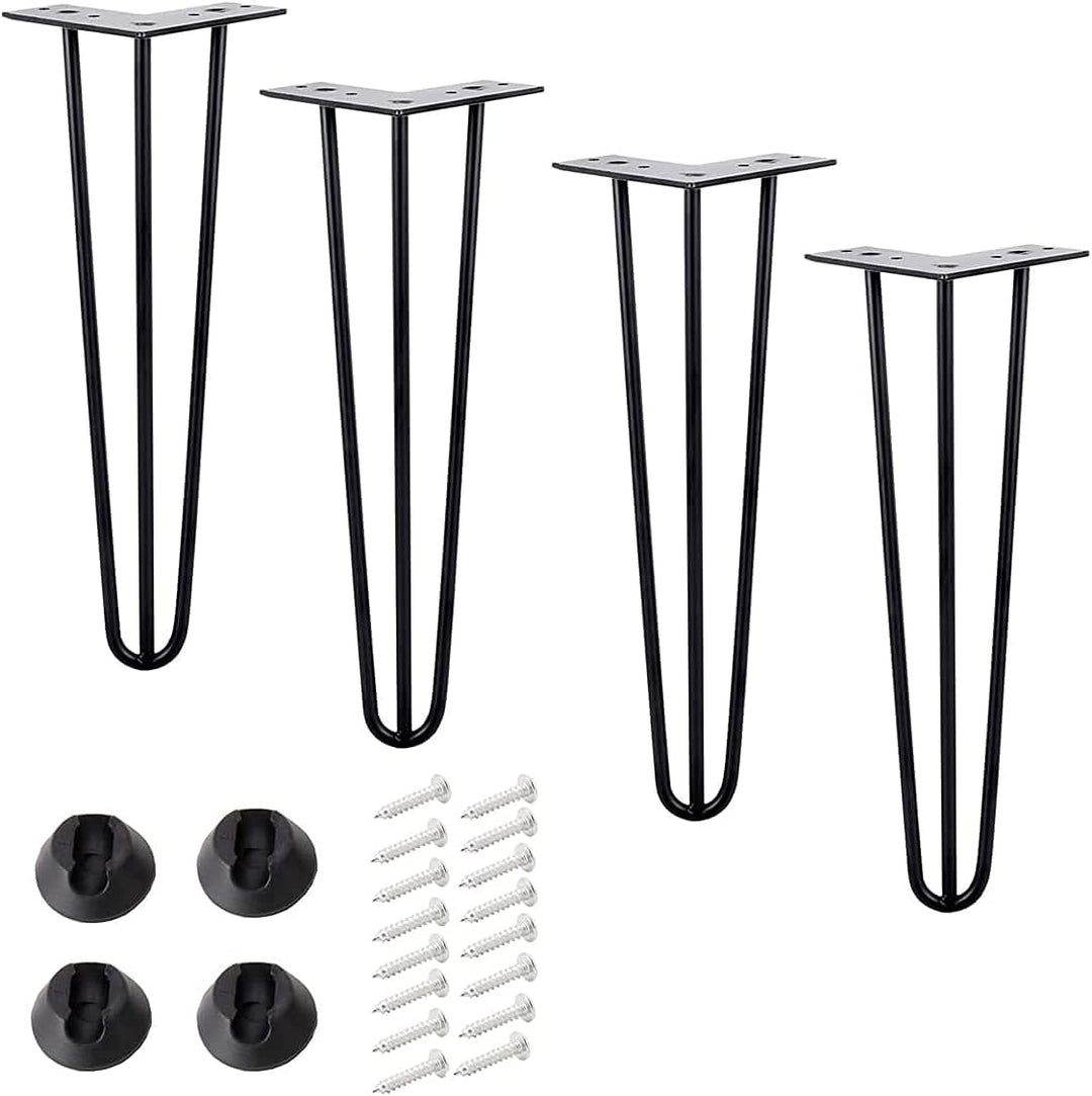 Qrity Haarnadel Tischbeine, 3-Stangen Haarnadel Füsse, DIY Black Hairpin Couchtisch Beine Heavy Duty