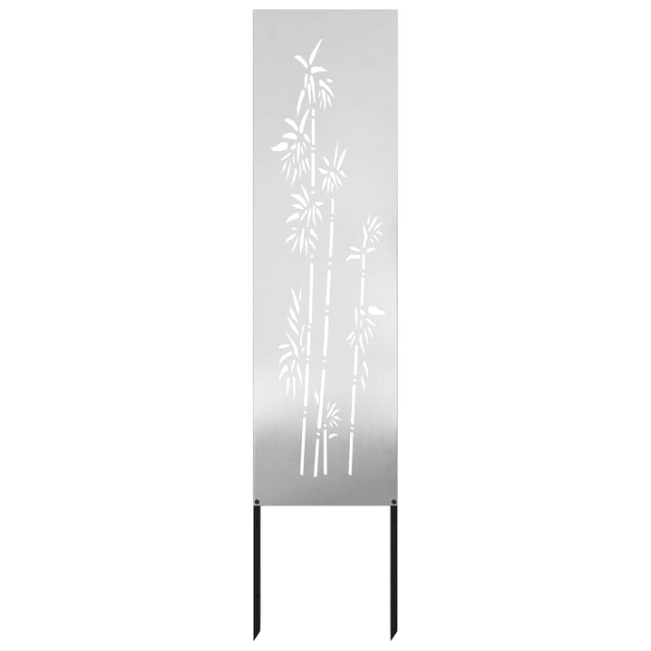 vidaXL Garten Sichtschutz-Leinwand Floral Silber 32 x 140 cm Edelstahl, Garten und Terrasse, Rechtec