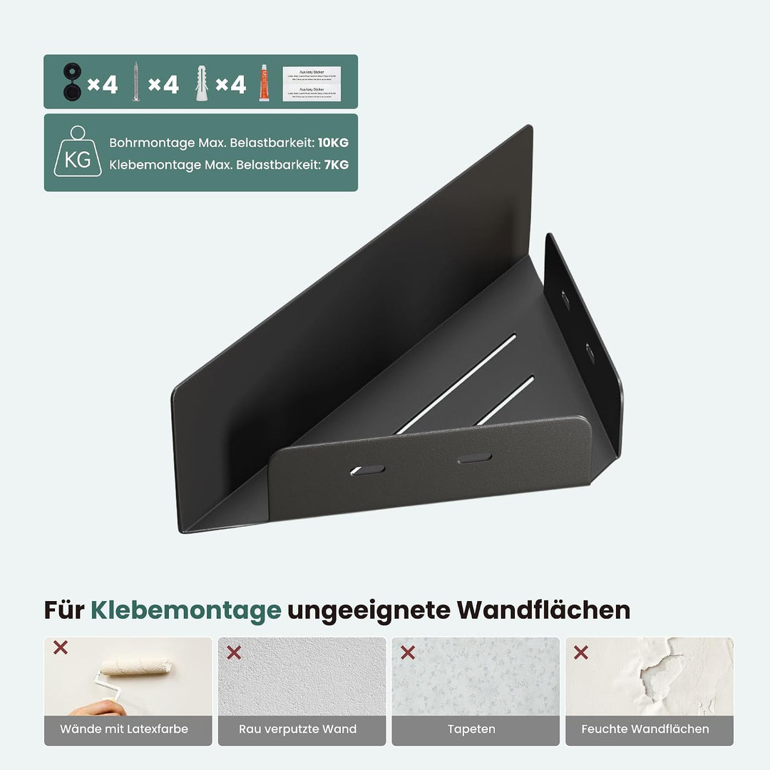 Mai &amp; Mai Duschablage zum Bohren oder Kleben, Duschregal Badablage Ecke, Badezimmerablage zur Wandmo