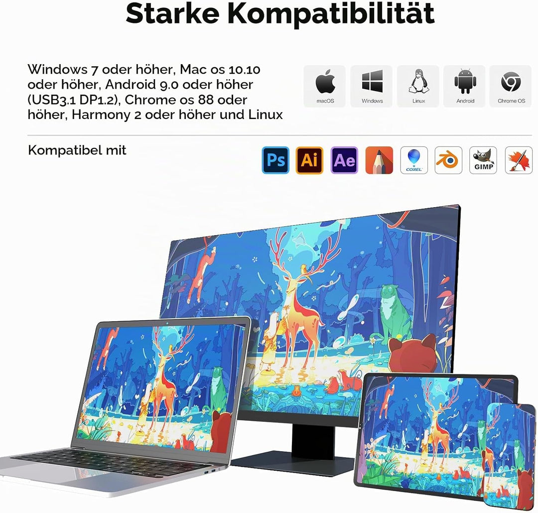 ugee UE12 Plus 11,9 Zoll Grafiktablett mit Display,Pen Display mit 147% sRGB Ultra-Wide Color Gamut