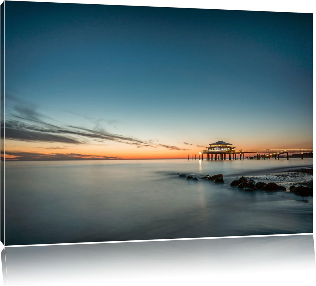 Pixxprint Timmendorfer Strand als Leinwandbild/Grösse: 100x70 / Wandbild/Kunstdruck/fertig bespannt,