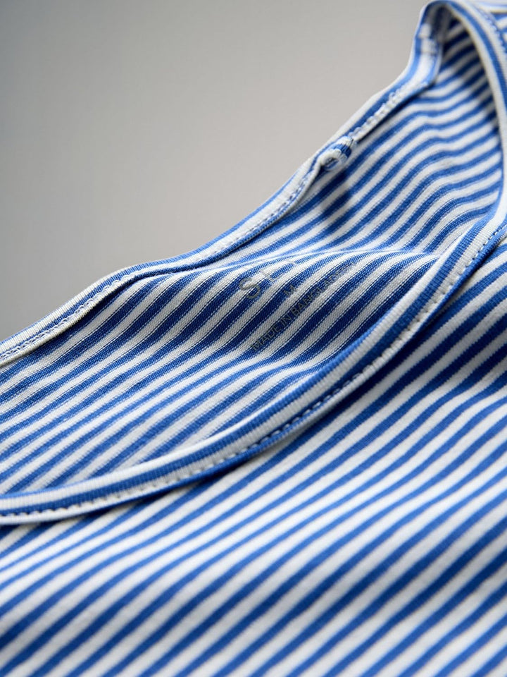 THE SET Damen t Langarmshirts mit Rundhalsausschnitt, 5er-Pack S Navy/Light Blue Stripe/Red/Stone Br