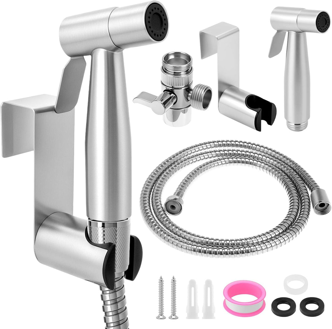 QWORK® Handbrause Bidet Set aus Edelstahl SUS 304 – Vielseitiges für Persönliche Hygiene, Haustierwä