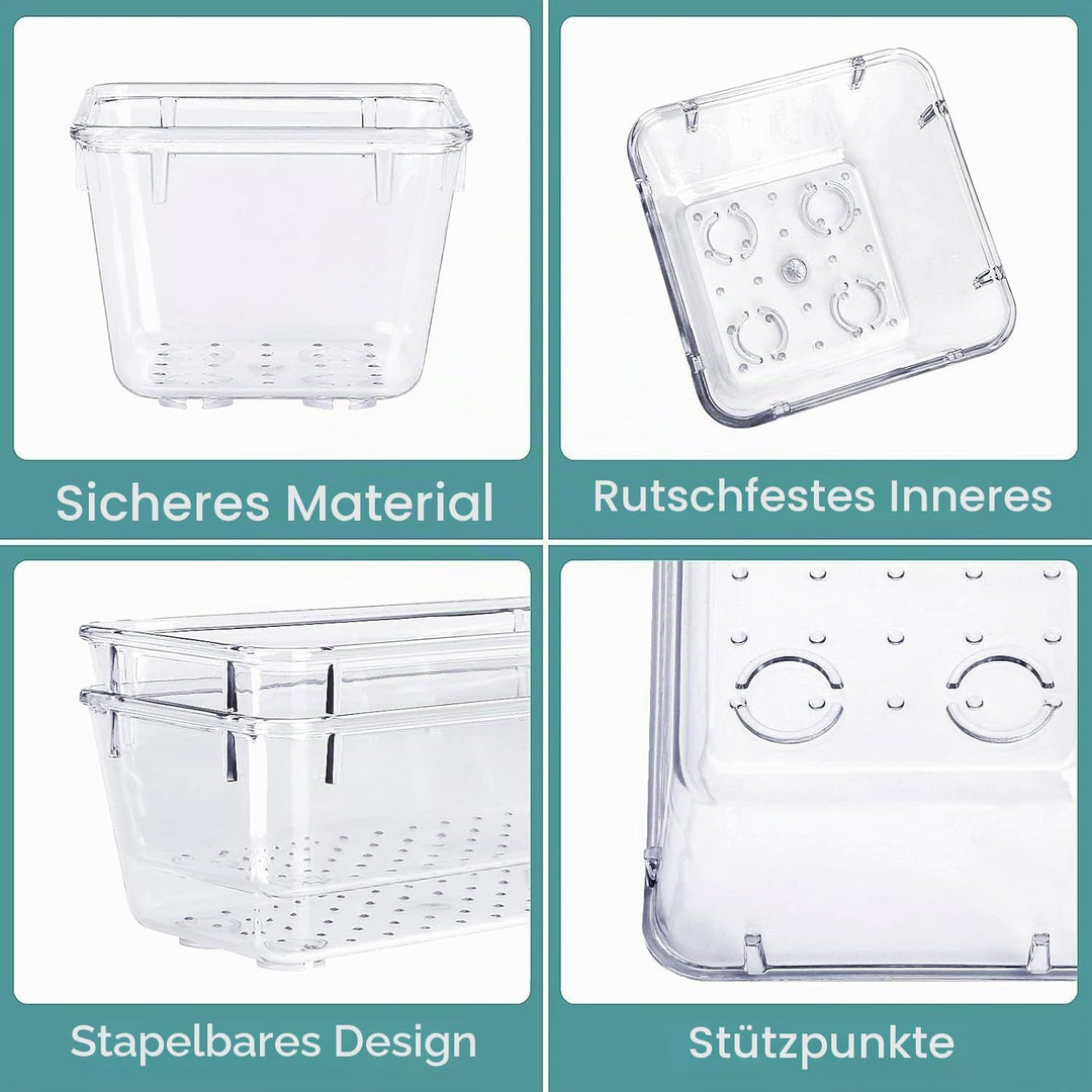 25Pcs Schubladeneinsatz Schubladen Organizer mit 4 Grössen, Schminktisch Organizer transparent Kunst