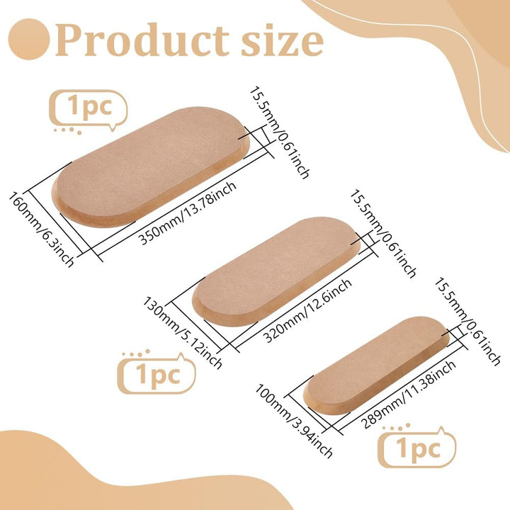 BENECREAT 3 Grössen Tan Keramik Schablone für Ton, Holz Oval Keramik Schablonen Töpferei Werkzeuge f