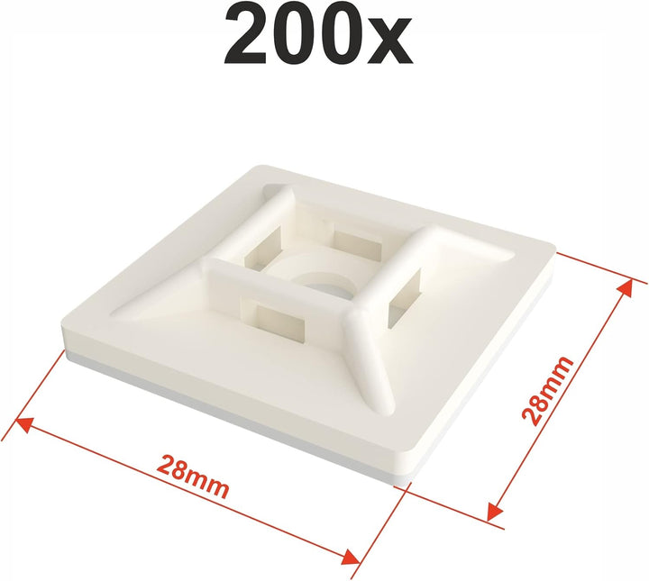 intervisio Klebesockel für Kabelbinder 28 mm x 28mm Montagesockel kabelbinderhalter Set Schraubsocke