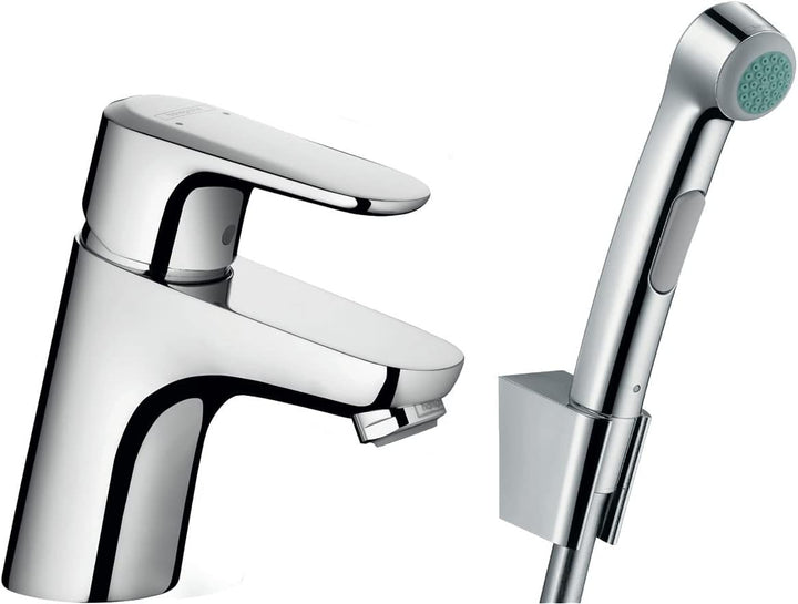 hansgrohe Ecos Wasserhahn mit Bidette Handbrause und Brauseschlauch 160 cm, Verchromt Komplett-Set m