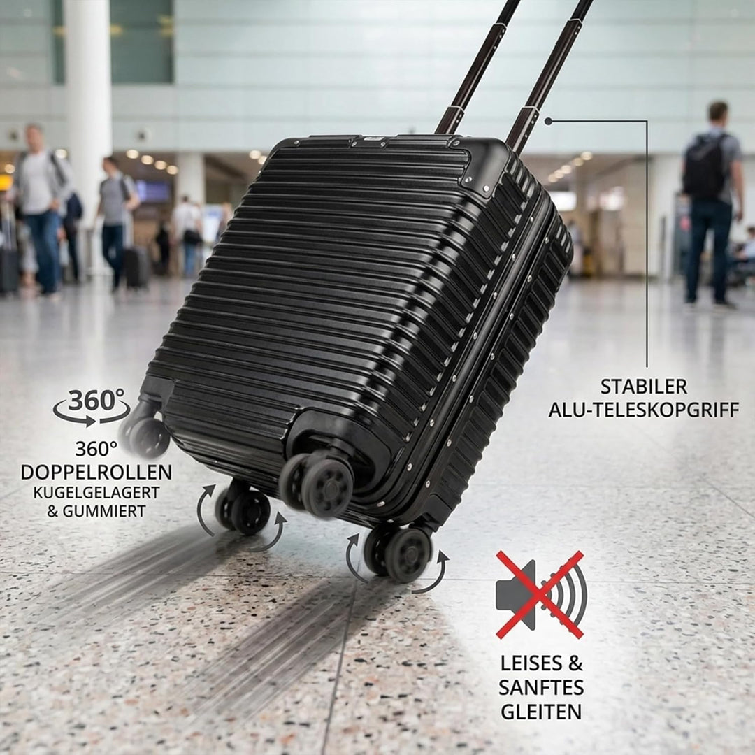 POSH Piloten Koffer Handgepäck Hartschale - Aluminium Rahmen & Schnappverschluss - 37L Business 45x4