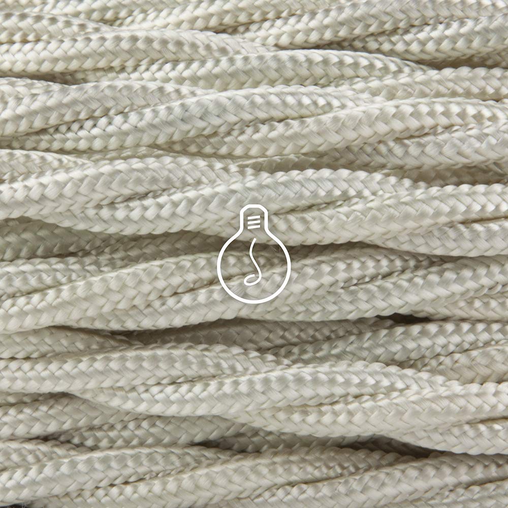 Amarcords - Textilkabel für Lampen ELFENBEIN, geflochten, Seide, 5 Meter, mit Erdung 3x0,75 - Stoffk