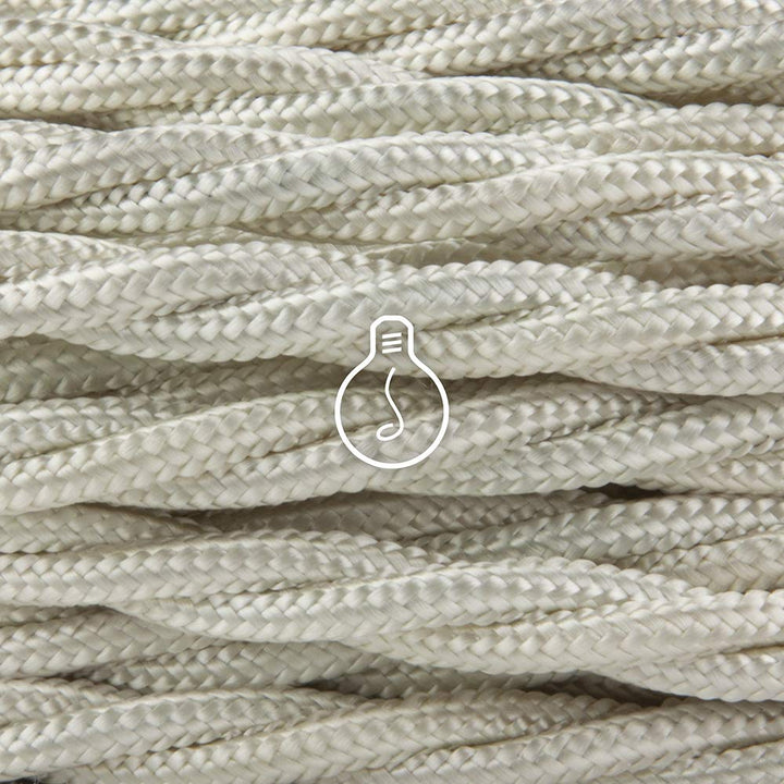 Amarcords - Textilkabel für Lampen ELFENBEIN, geflochten, Seide, 5 Meter, mit Erdung 3x0,75 - Stoffk
