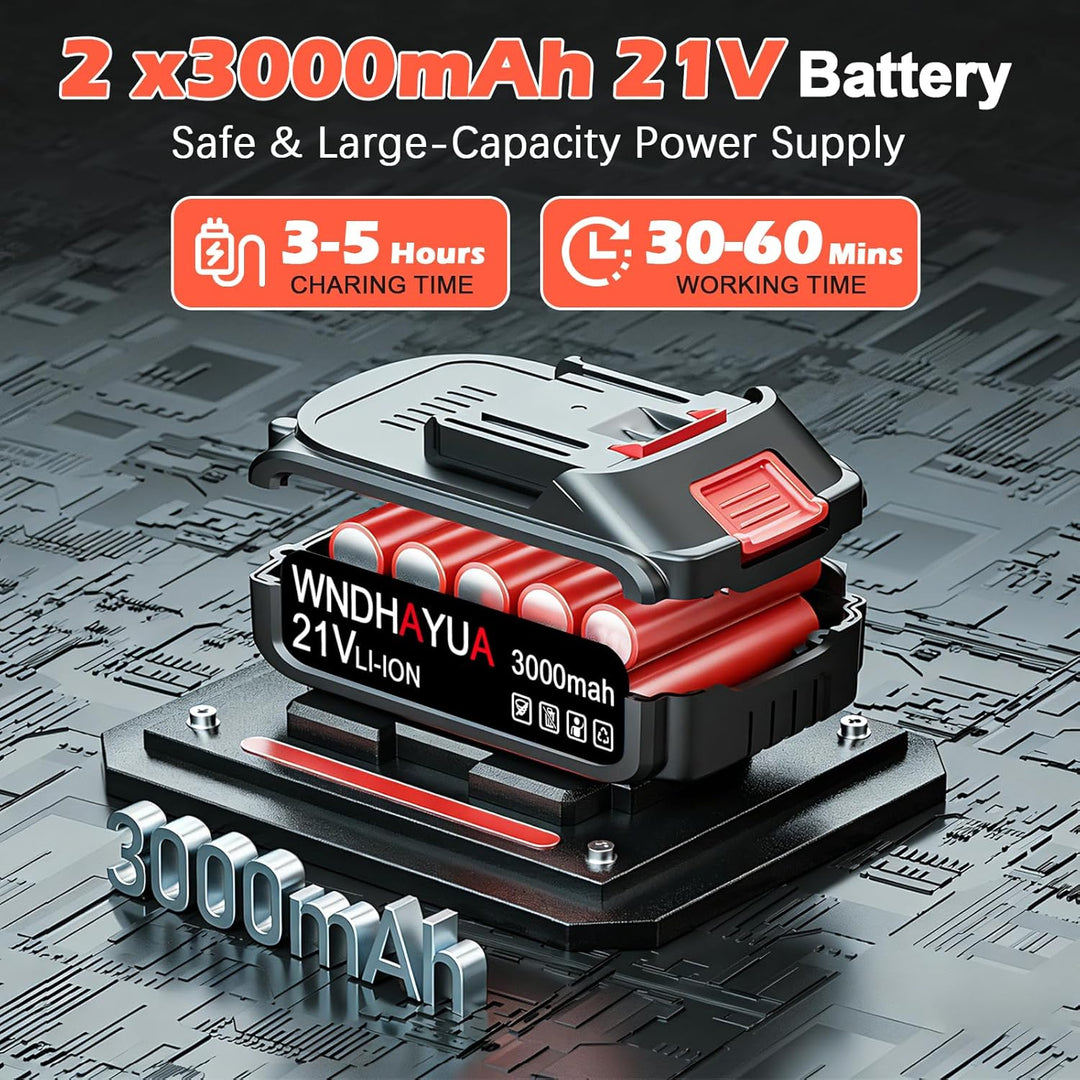 Rasentrimmer mit Akku 2x3.0Ah Batterie und Unkrautbürste,4-in-1 Freischneider & Motorsense Akku mit